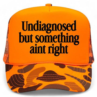 BROTHER TRUCKERS Undiagnosed But Something Ain't Right Mesh Back Hat - color: Orange Camo