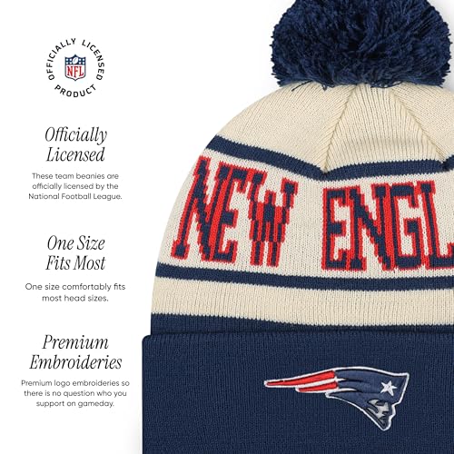 FOCO NFL Primary Team Logo Heritage Stripe Pom Beanie Hat