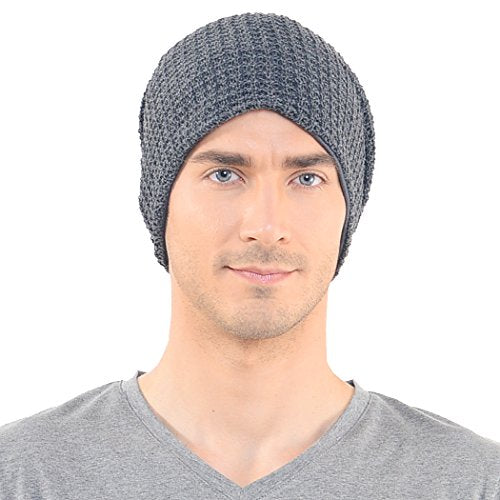 FORBUSITE Mens Slouchy Long Beanie Knit Cap for Summer Winter, Oversize - color: B08-dark Grey, size: Large