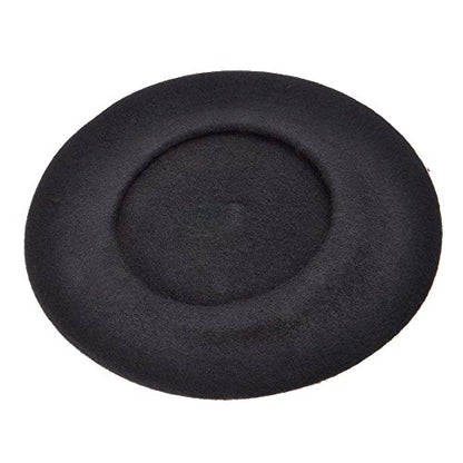 ZLYC Wool French Beret Hat Solid Color Classic Artist Cap for Women - color: Black