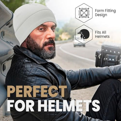 Skull Cap for Men Women Unidirectional Moisture Absorption & Sweat Wicking Quick-Dry Running Hat Beanie, Thermal Helmet Liner - color: White