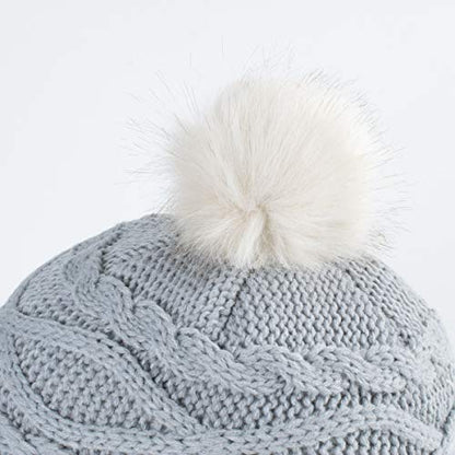 Home Prefer Girls Sherpa Earflaps Hat Toddler Baby Knit Beanie Fuzzy Peruvian Cold Weather Warm Winter Hat - color: Gray, size: Medium