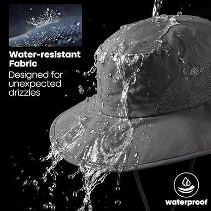 Home Prefer UPF50+ Mens Sun Hat Wide Brim Fishing Hat for Men UV Protection Womens Beach Bucket Hat for Golf Hiking Gardening - color: Dark Grey