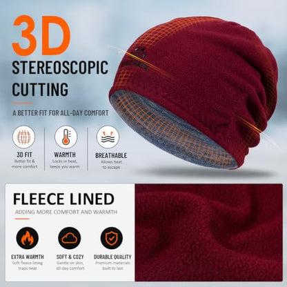 2 Pack Lvaiz Fleece Lined Winter Beanie for Men Women Reversible Skull Cap - color: 2pack(black+blue Grey)