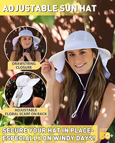 Tirrina Women's Sun Hat Wide Brim, UV Protection Sun Hats for Women - color: #White