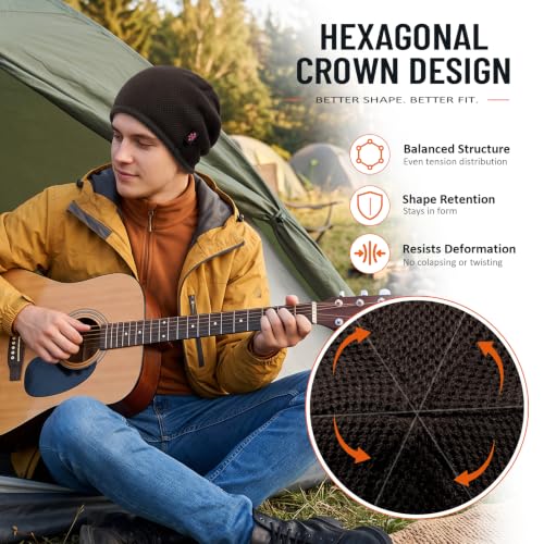Lvaiz Winter Beanie for Men Women Warm Fleece Lined Reversible Skull Cap - color: Brown+grey Green