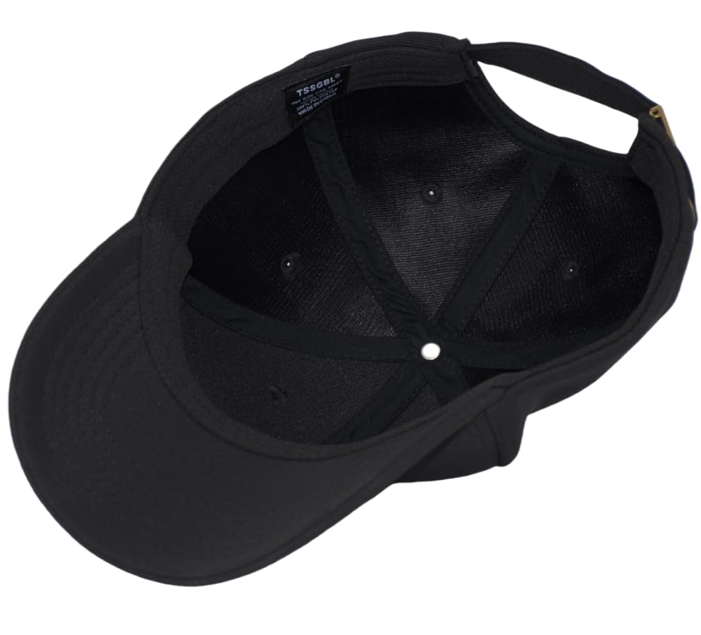TSSGBL Men's Plain Baseball Hat - OSFM & XXL Big Head Fit，Adjustable Structured Ball Cap with Reflective Sandwich Brim - color: Solid Black, size: Medium-Large