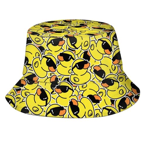 Funny Pattern Bucket Hat, Unisex Summer Sun Hat Packable Beach Travel Fisherman Cap for Women Men - color: Cute Duck