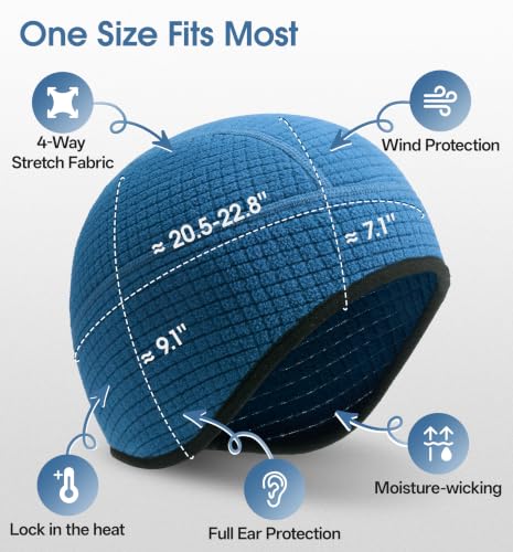 SUNMECI Winter Grid Fleece Skull Cap Thermal Helmet Liner for Men Women - color: Navy