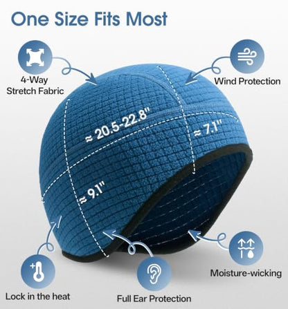 SUNMECI Winter Grid Fleece Skull Cap Thermal Helmet Liner for Men Women - color: Navy