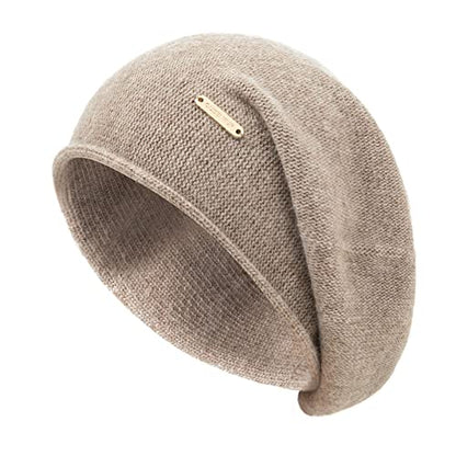 Knit Slouchy Beanie Hats for Women Cashmere Ski Cap Knitted Wool Soft Warm Winter Hat - color: A06-khaki