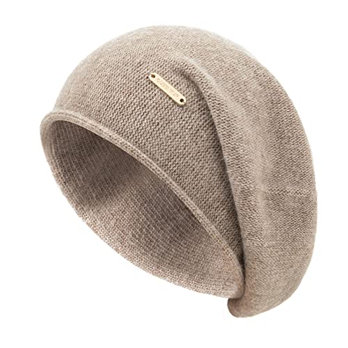 Knit Slouchy Beanie Hats for Women Cashmere Ski Cap Knitted Wool Soft Warm Winter Hat - color: A06-khaki