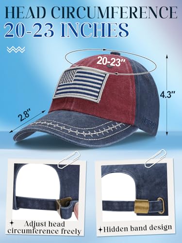 Trendy Handmade Embroidered Baseball Cap for Girls Women, Vintage Wash - style: Flag