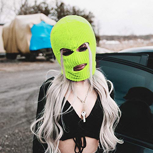 Super Z Outlet Knit Sew Acrylic Outdoor Full Face Cover Thermal Ski Mask One Size Fits Most - color: Neon Yellow