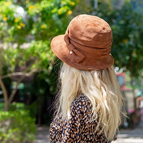 Comhats Womens 1920s Vintage Cloche Bucket Hat,Packable,Floppy,Winter,Party - color: Tan, size: Medium