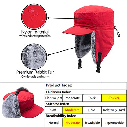 Winter Trapper Hunting Hat,Tweed Ear Flaps Cap,Berber Fleece Lined - color: Red 1