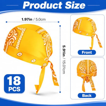 18 Pcs Multicolor Durag for Women with Cotton Paisley Print Sun Protection
