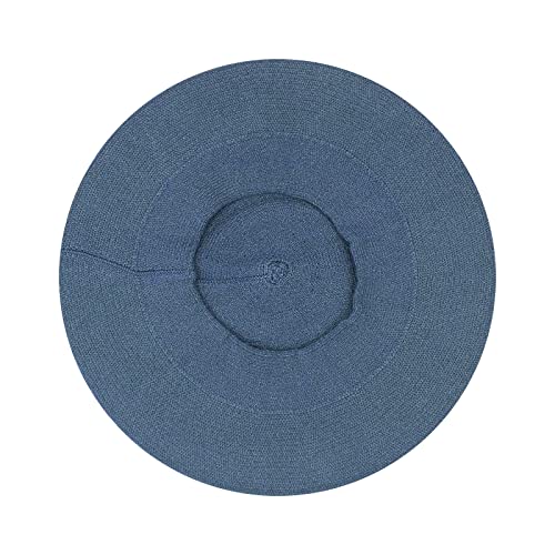Gllutt Beret Hat French Style Stretchy Knitting Solid Color Both Side Usable - color: Jean Blue