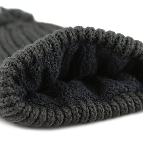 Women and Men Beanie Daily Winter Oversized Thick Stretchy Knitted Pom Pom Beanie Fleece Lined Beanie Hat - color: 2. Straight Dark Grey