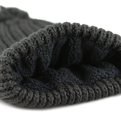 Women and Men Beanie Daily Winter Oversized Thick Stretchy Knitted Pom Pom Beanie Fleece Lined Beanie Hat - color: 2. Straight Dark Grey