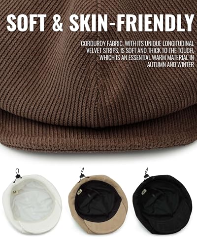 Croogo Baker Boy Newsboy Cap Beret Hats Adjustable Cabbie Apple Hat for Men - color: Bl45-khaki