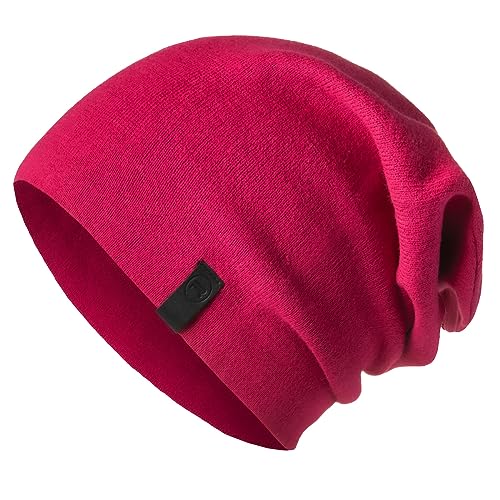 Warm Slouchy Beanie Hat - Deliciously Soft Daily Beanie in Fine Knit - color: Fuchsia