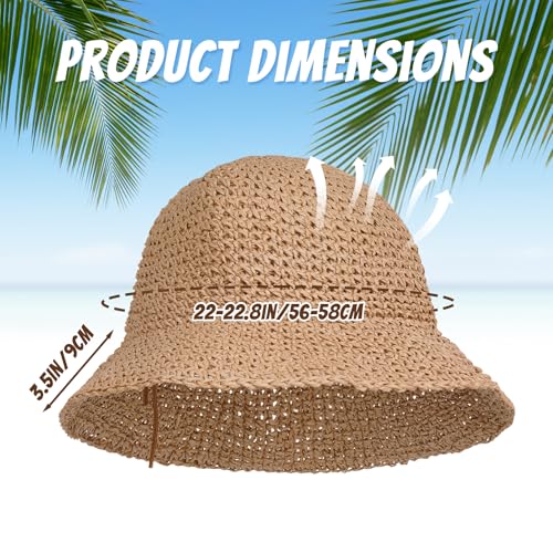 Marrywindix Women Straw Sun Hat Bucket Hat Wide Brim Foldable Summer Beach Lightweight Packable Travel Cap - color: Khaki