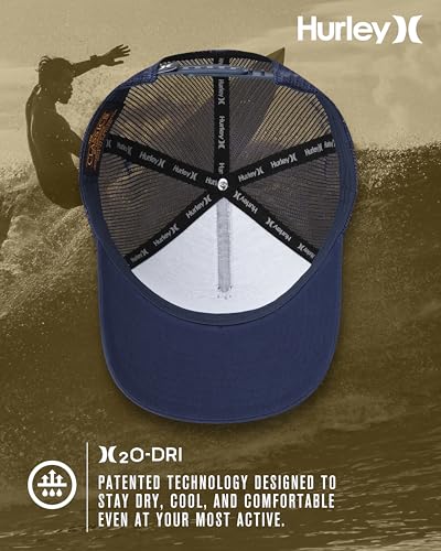 Hurley Mens Lightweight Poly Mesh Back Curved Bill Cap Trucker Hat - color: Navy Obsidian