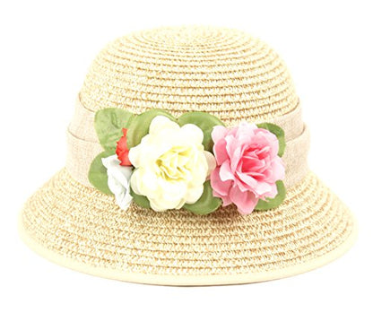 Women's Gatsby Linen Cloche Hat with Lace Band and Flower - color: Cl2796toast