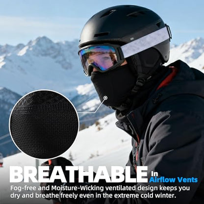 Ski Mask Balalclava Windproof Face Mask Warm Fleece Neck Cover for Cold Weather Helmet Hood for Men & Women - color: A04-2pcs(black+black)