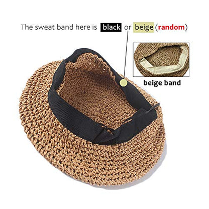 Straw Beret Summer French Beret Hats for Women Artist Crochet Beret - color: Khaki