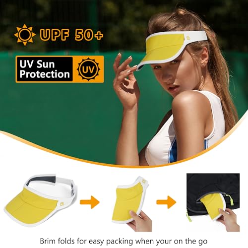GADIEMKENSD Foldable Sun Visor Hat UPF 50+ Lightweight Adjustable - color: Yellow White