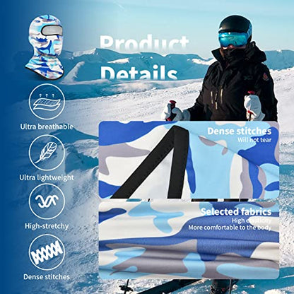 YESLIFE Summer Balaclava Ski Mask for Men&Women, Face Mask - color: Camo Blue