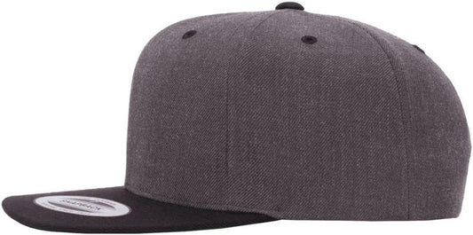 YP Classics 6089 Wool-Blended 6 Panel High Profile Flatbill Snapback Cap - color: Dark Heather/Black