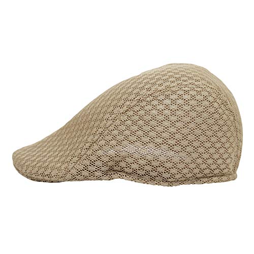 WITHMOONS Breathable Mesh Summer Hat Newsboy Ivy Cap Cabbie Flat Cap UZ30053 - color: Beige