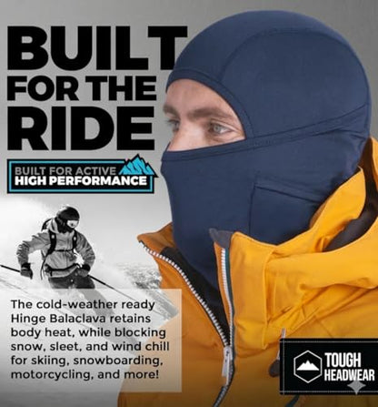 Tough Headwear Balaclava Ski Mask - Breathable Face Mask for Men - Flexible Hinge Full Face Cover - Windproof Motorcycle Gear - color: Blue