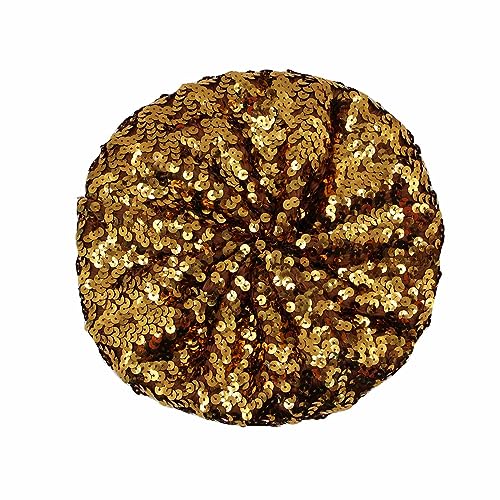 JUMISEE Sparkly Sequin Berets for Women Girls Fashion Beanie Hat Costume Accessories for Festival Party Dance - color: Coffee