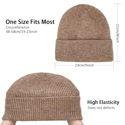 Winter Beanie Hats for Women Men Fleece Slouchy Knit Thick Beanies Warm Thermal Snow Ski Hat Gifts for Cold Weather - color: Khaki