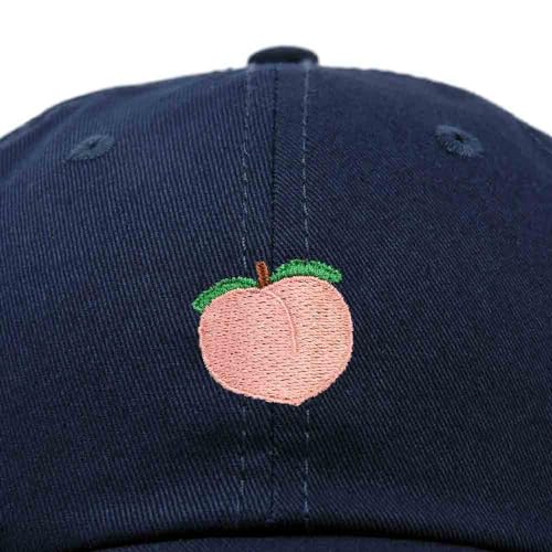 DALIX Peach Embroidered Dad Cap Cotton Baseball Hat Women - color: Navy Blue