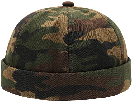 Glamorstar Dome Brimless Hats for Women Men Sailor Docker Beanie Cap Hip Hop Hats - color: Camo