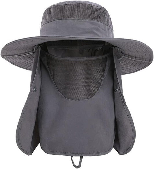 Sun Hat for Men Women Wide Brim Sun Protection Fishing Hat with Face Cover Neck Flap Outdoor UPF50+ Summer Outdoor - color: Sun Hat With Face Cover Neck Flap 01