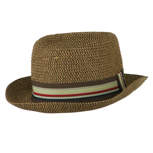 Kid's Pork Pie Stripe Band Fedora - color: Brown