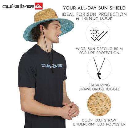 Quiksilver Men's Wide Brim Outdoor Lifeguard Straw Sun Hat - color: Limpet Shell, size: Small-Medium