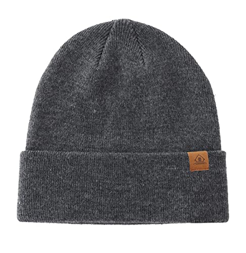 Home Prefer Mens Winter Hats Acrylic Knit Cuff Beanie Cap Warm Womens Beanie Hat - color: Charcoal Grey