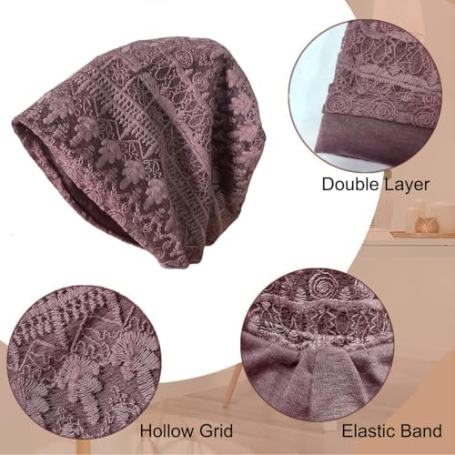 Crochet Slouchy Beanie Hat Turbans Headware for Women - color: Bea14 - Purple