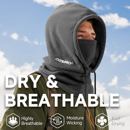 OZERO Face Balaclava Ski Mask: Windproof Thermal Convertible for Men Women - color: Grey