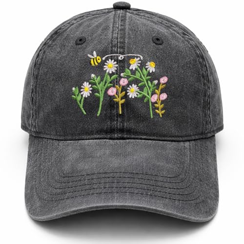 WOAIDY Embroidered Baseball Cap for Men & Women - color: Floral Bee