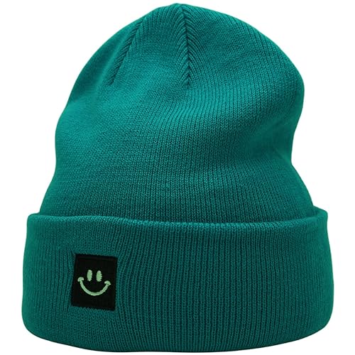 55cube Unisex Winter Beanie Hats Warm Thick Knit Cuffed Skullcaps - color: Peacock Green