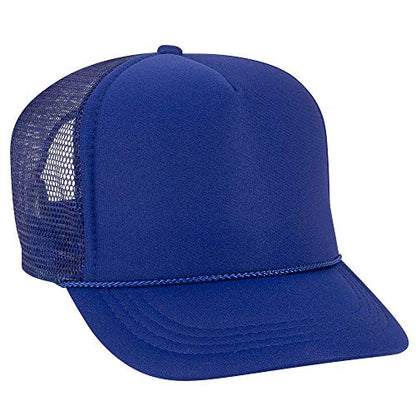 OTTO Polyester Foam Front Youth 5 Panel High Crown Trucker Hat - color: Royal