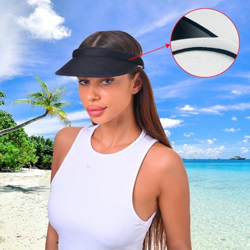3 Pieces Clip On Visors Women Men Visor Outdoor Sports Golf Hat - color: Black, Pink, Beige